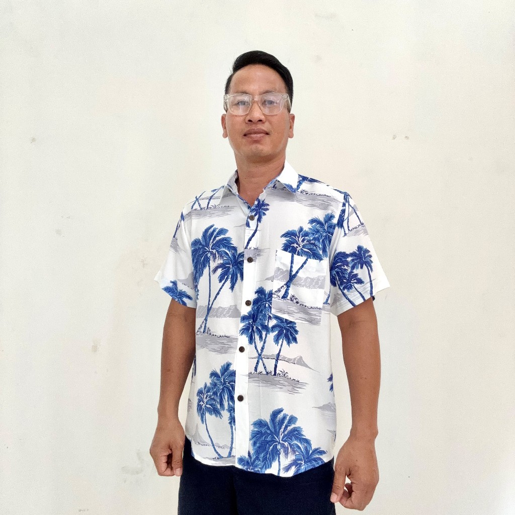 Kemeja Pantai Pria Hawaiian Aloha shirt  Premium bahan 100% Rayon
