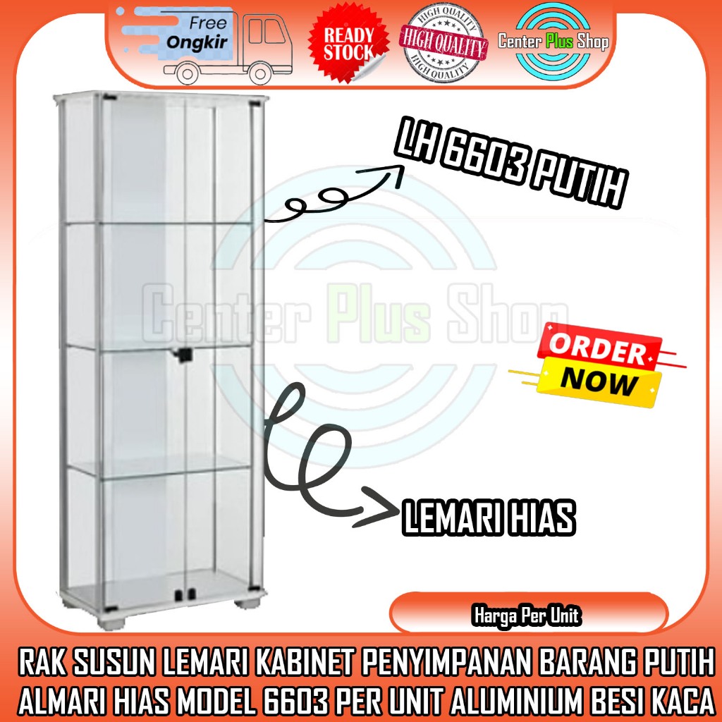 Lh Lemari Hias 6603 Kabinet Laci Rak Susun Minimalis Etalase Engsel Kaca Besi Trasnparan Kunci Penga