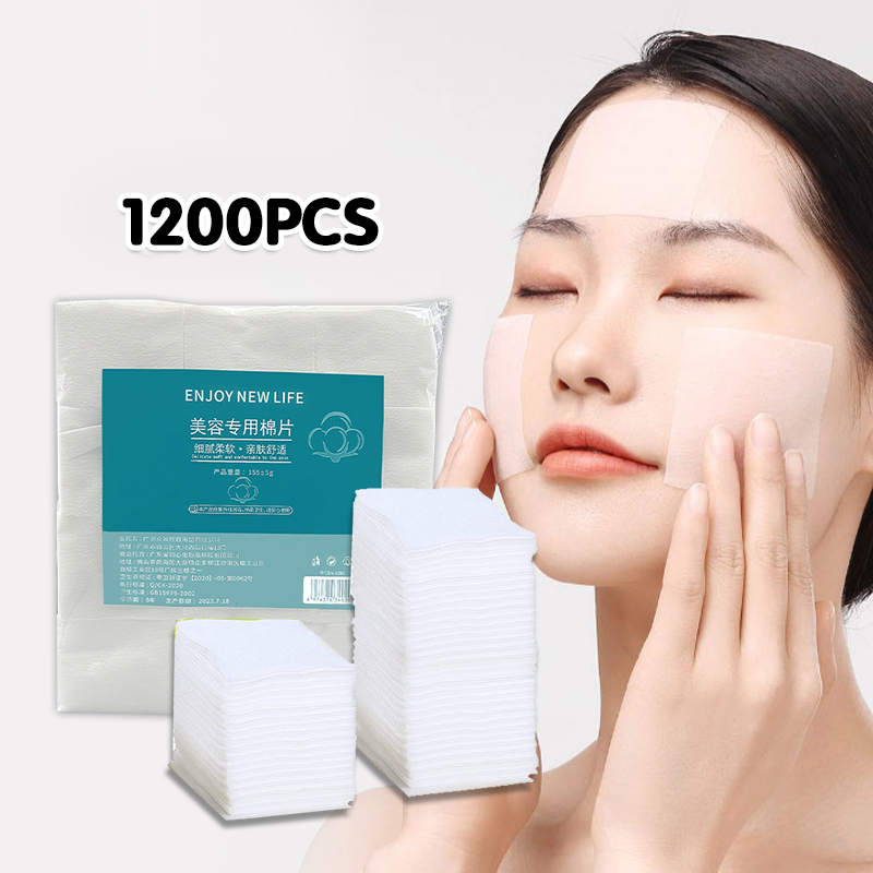 1200pcs Kapas Wajah Tipis Penghapus Make Up Pembersih Wajah Kapas Kecantikan 6*7cm