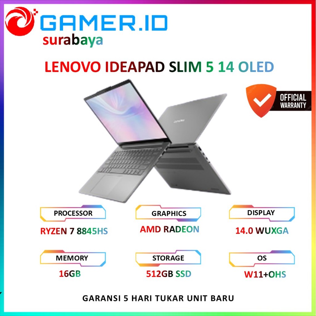 LAPTOP LENOVO IDEAPAD SLIM 5 14 OLED RYZEN 7 8845HS 16GB 512GB