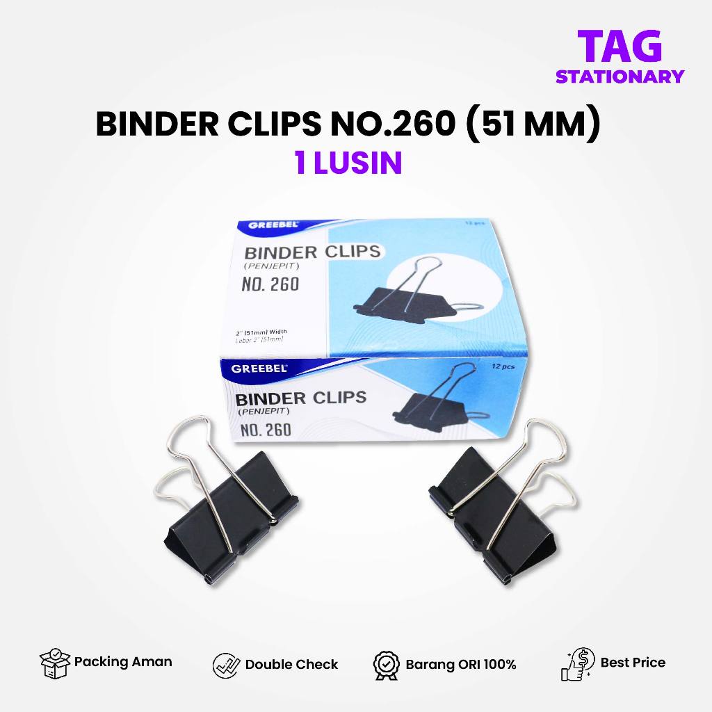 

GREEBEL Binder Clip No 260 (51 MM) / Penjepit Kertas Klip Kertas Timur Agung Grosir