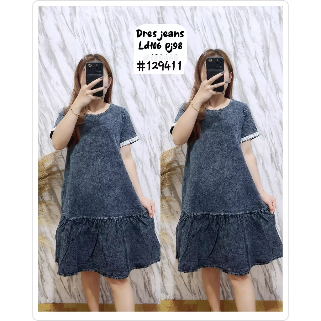 Dress Jeans Wanita / Dress Jeans Viral / Dress Jeans Kekinian Terbaru XL