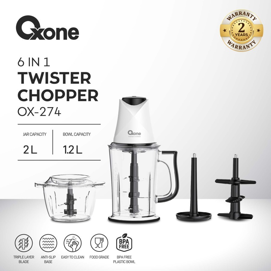 Oxone OX-274 Chopper Blender 6 in 1 Pelumat Makanan
