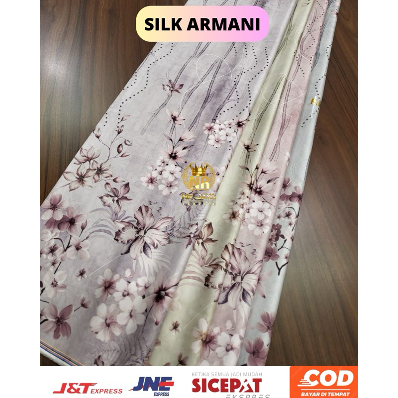 kain armani rosemary silk motif kekinian premium meteran