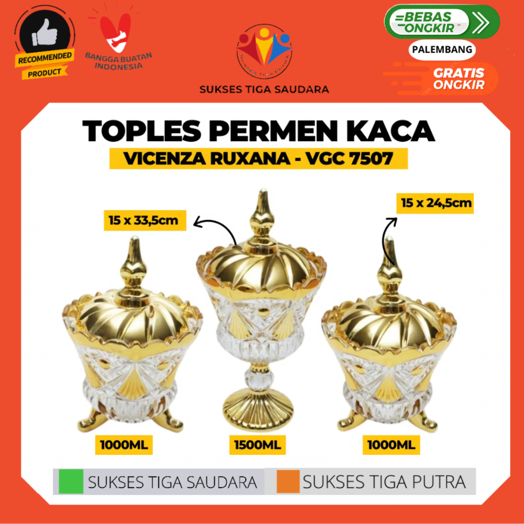 Set Toples Permen Kaca Vicenza Ruxana VGC-7507 / Mewah Berkualitas Palembang