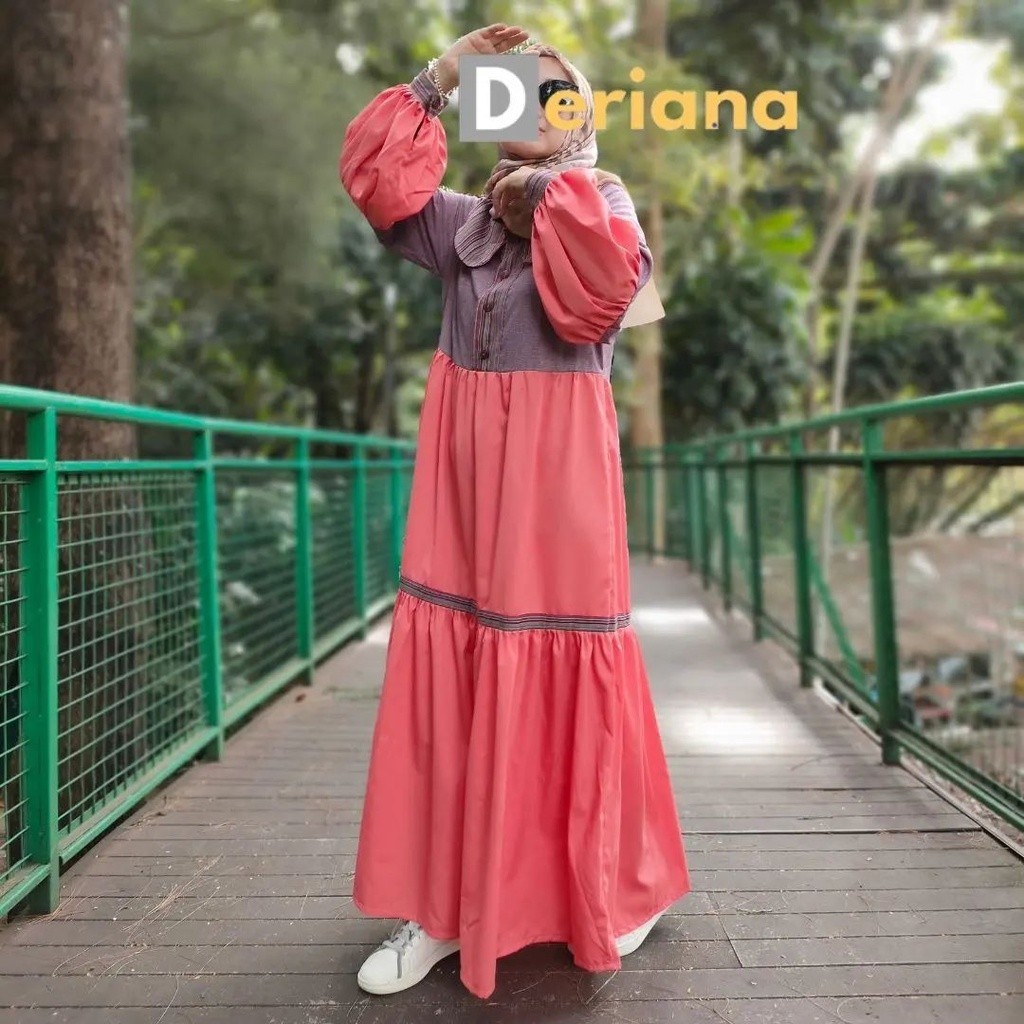 Dress Muslim Casual Modern Wanita Sheika Dress By Deriana Project Gamis Cantik Warna Pink Coral