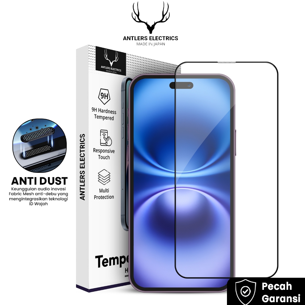 Antlers Electrics Tempered Glass Anti dust AntiGores antidust Untuk Iphone 14 anti debu dustproof me