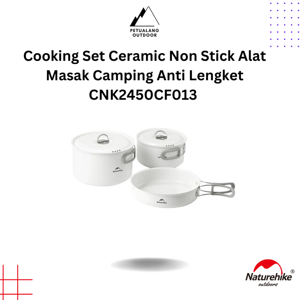 Naturehike Cooking Set Ceramic Non Stick CNK2450CF013 Alat Masak Camping Anti Lengket