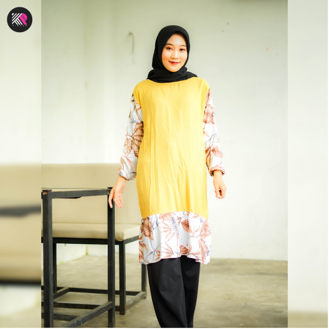 𝗞𝗜𝗥𝗔𝗡𝗔 Nature Lessy Tunik Jumbo Pakaian Muslim Wanita Kekinian Bahan Rayon Premium
