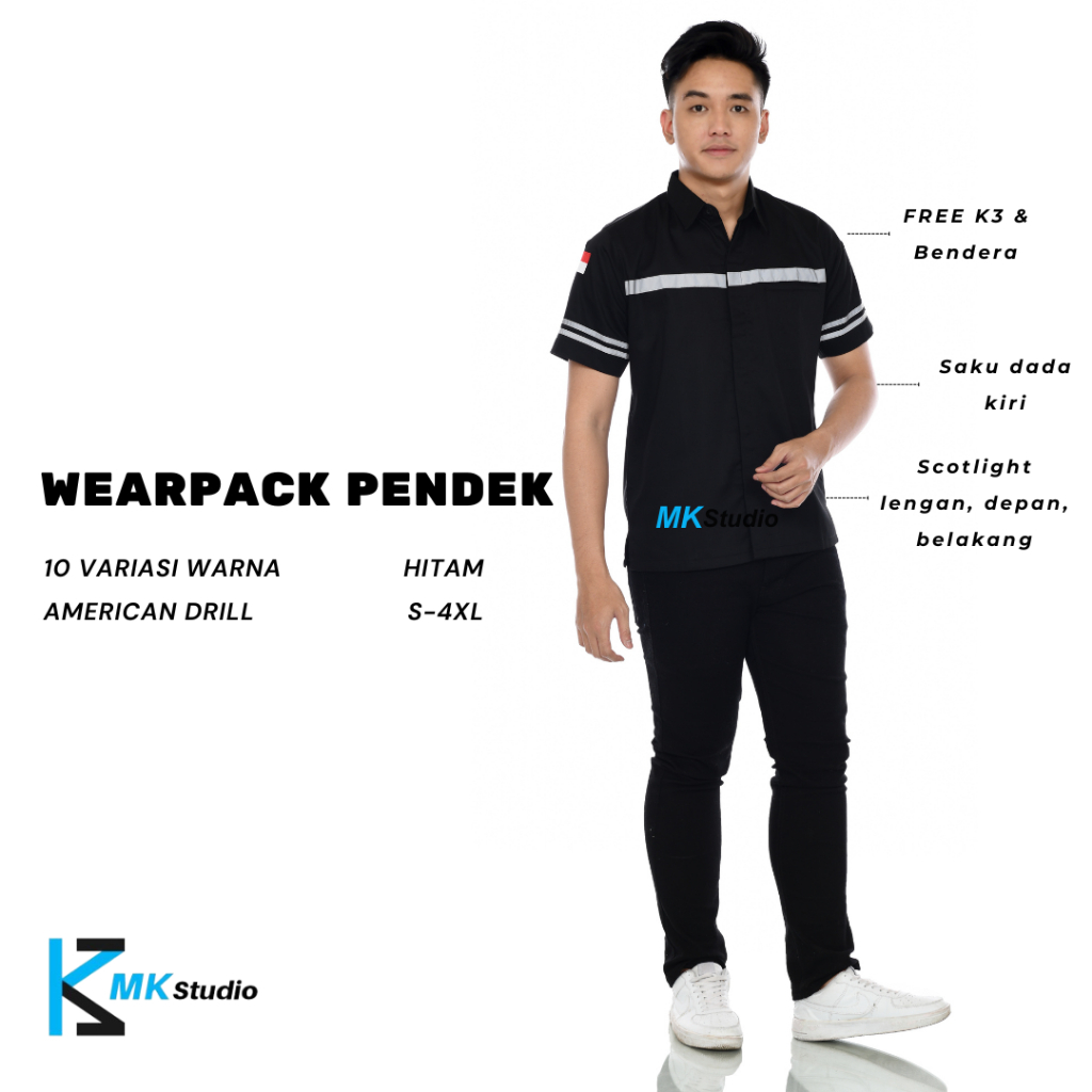 Baju Kerja Lapangan Pria  Kemeja Safety Lengan Pendek Seragam Kerja Tambang Seragam Proyek