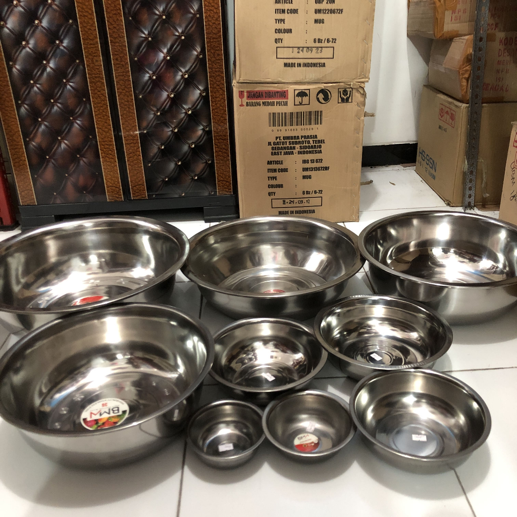 Baskom Mangkok Stainless Steel Besar Tebal Serbaguna