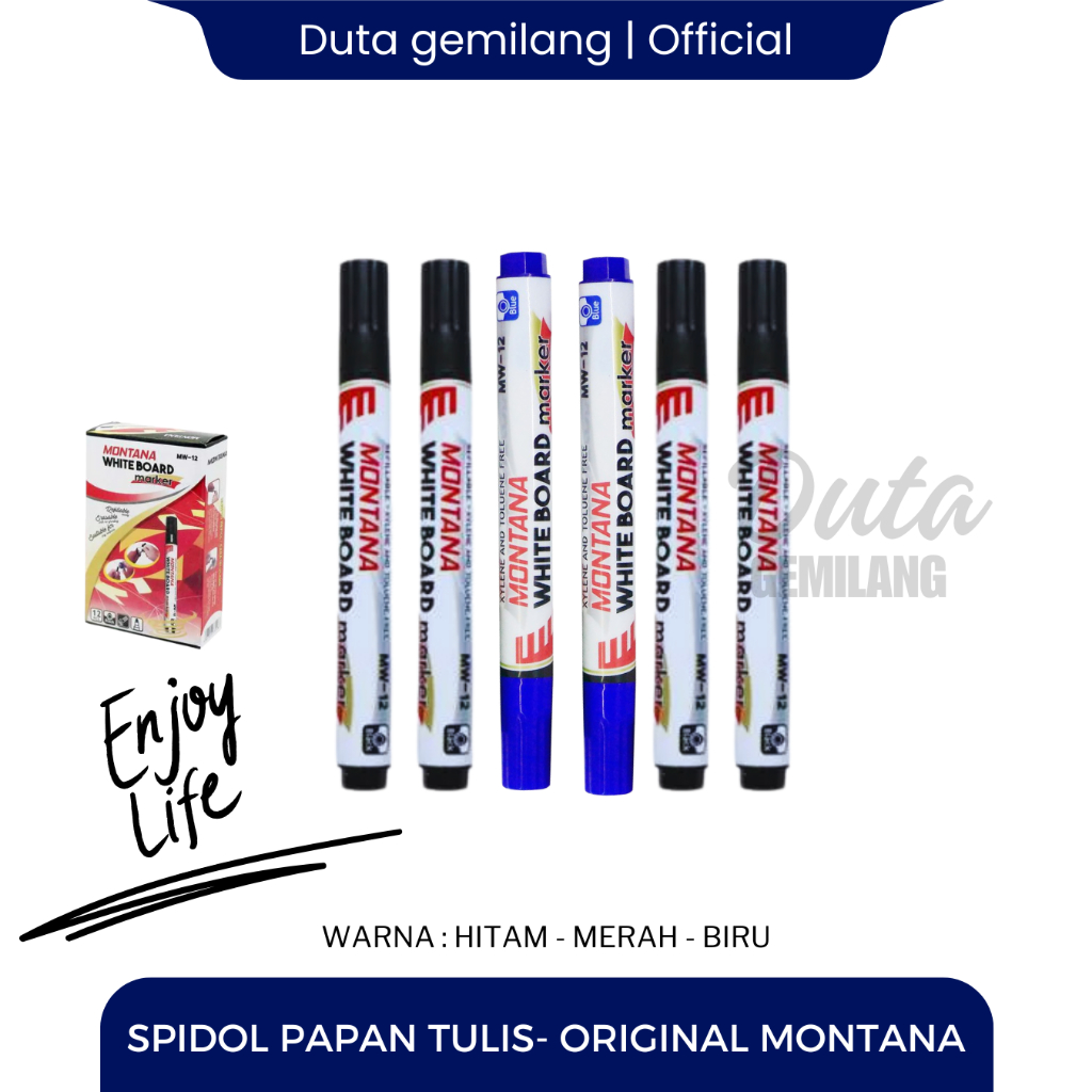 

Spidol Original Montana Mw-12 Hitam Merah Biru / Spidol Whiteboard / Bisa Hapus / Duta Gemilang