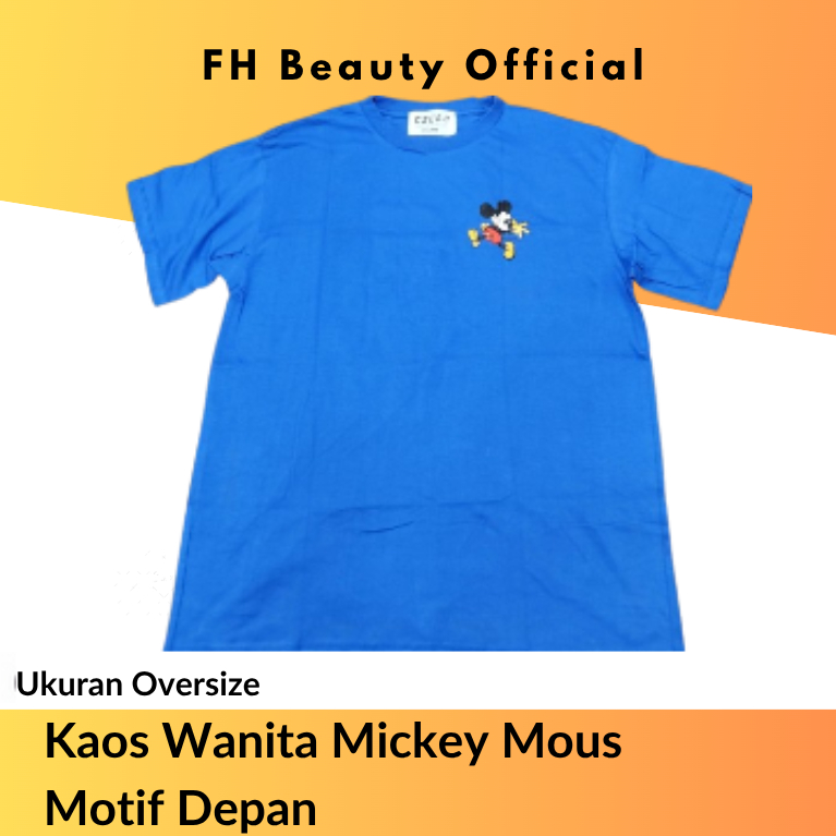Kaos Wanita Biru Kaos Wanita motif Mickey Mouse MURAH Bahan Berkualitas