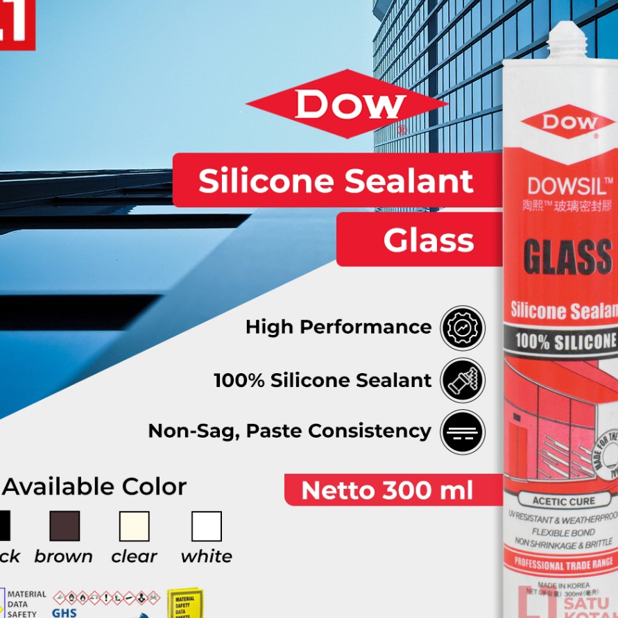 Flash DOWSIL Glass Silicone Sealant Lem Kaca Aquarium Silikon Acetoxy Asam