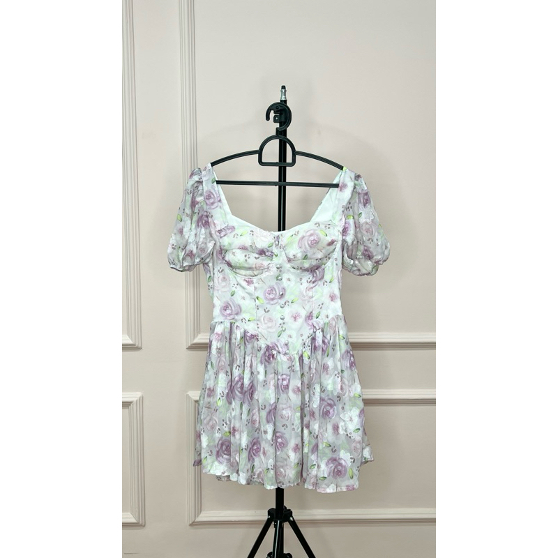 PRELOVED MINI DRESS PURPLE FLOWER