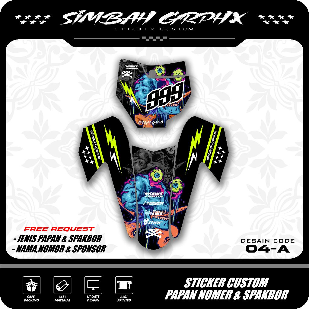 SIMBAH GRPHX Sticker Decal Papan Nomer Start Dan Spakbor Depan Motor Bebek Trail Supermoto RBT K.04