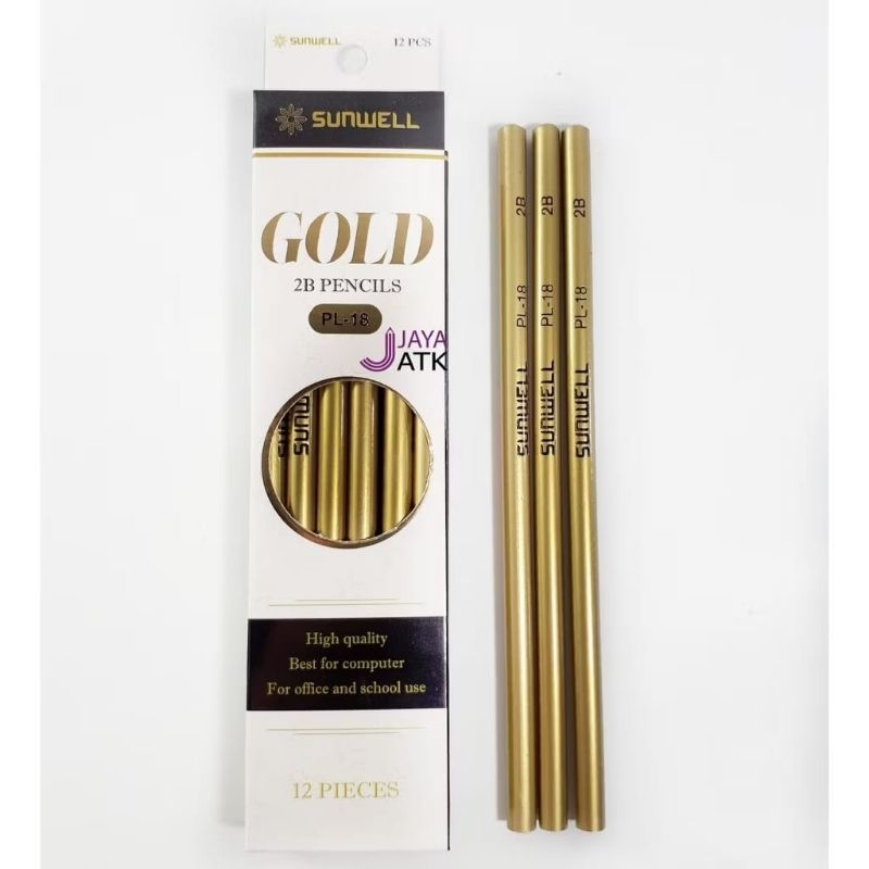 

1 pack isi 12 pcs PENSIL 2B sunwell GOLD