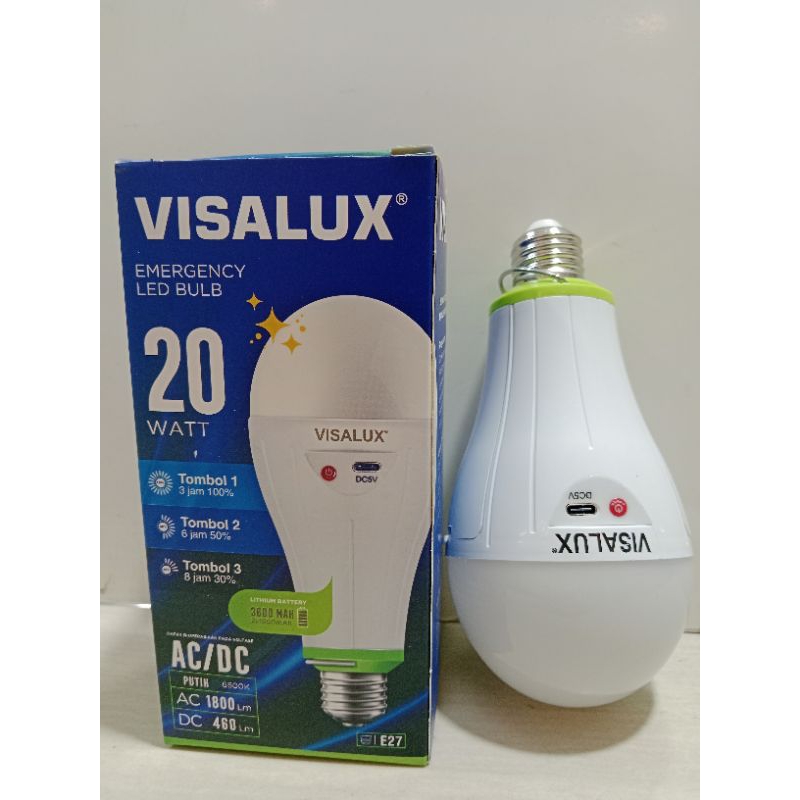 Visalux Emergency Led Bulb 20Watt DC5V / Lampu Emergency Visalux 20 Watt Cahaya Putih