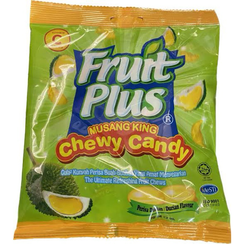 

Fruit plus musang king chewy candy import permen durian