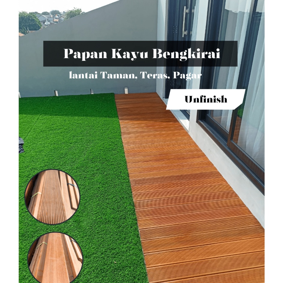 Flash Lantai Decking Kayu Asli Bengkirai Pagar Kolam Teras Balkon