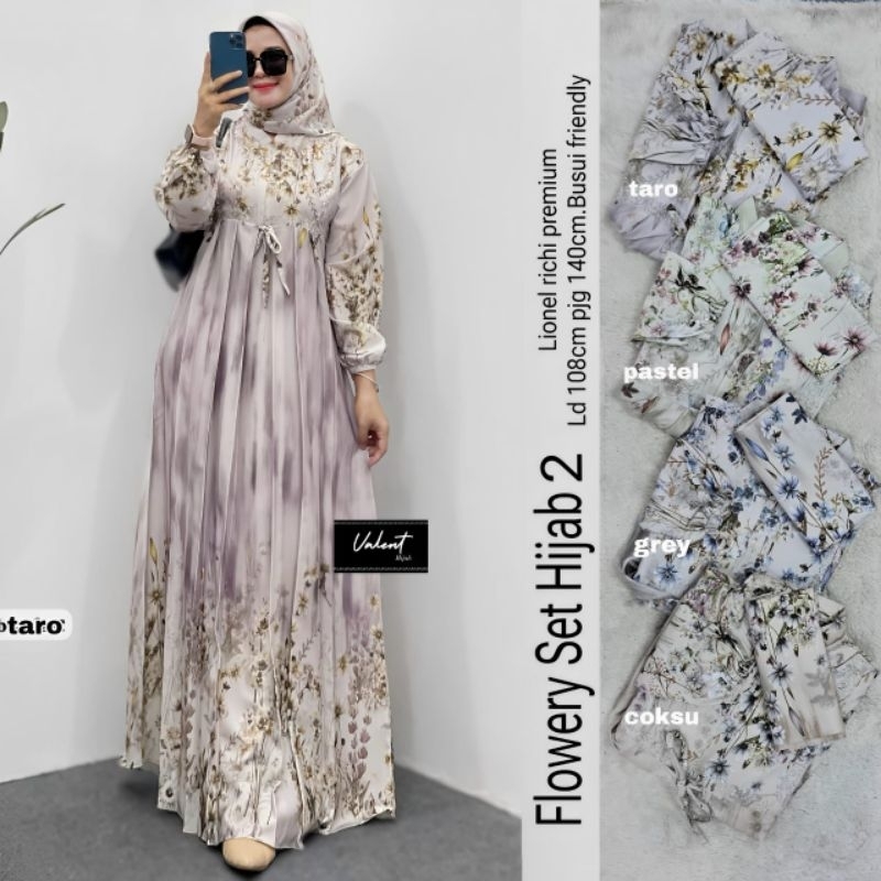FLOWERY SET HIJAB 2/SETELAN HIJAB WANITA/SET HIJAB WANITA/SETELAN WANITA/SET WANITA/SETELAN/SET