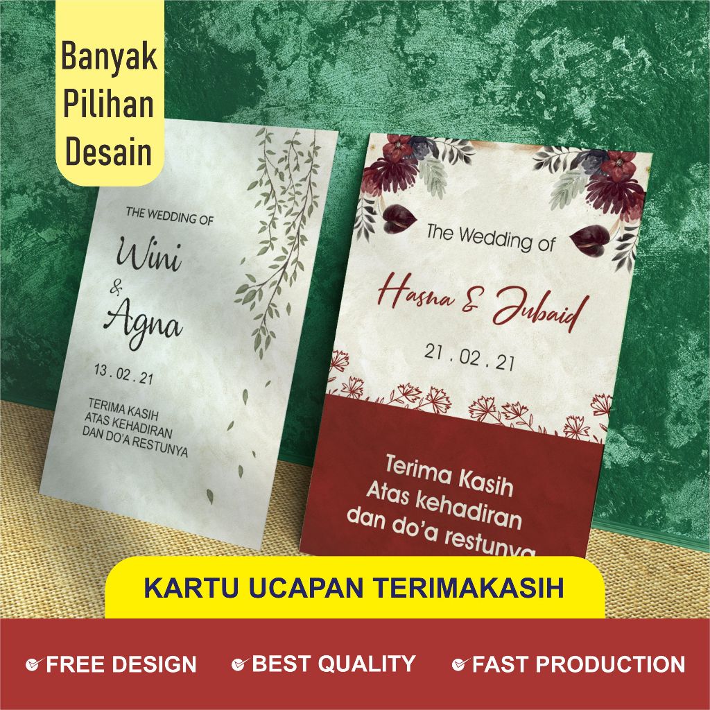 Kartu Souvenir Pernikahan | Kartu Ucapan Terimakasih | Souvenir card wedding | thanks card 126