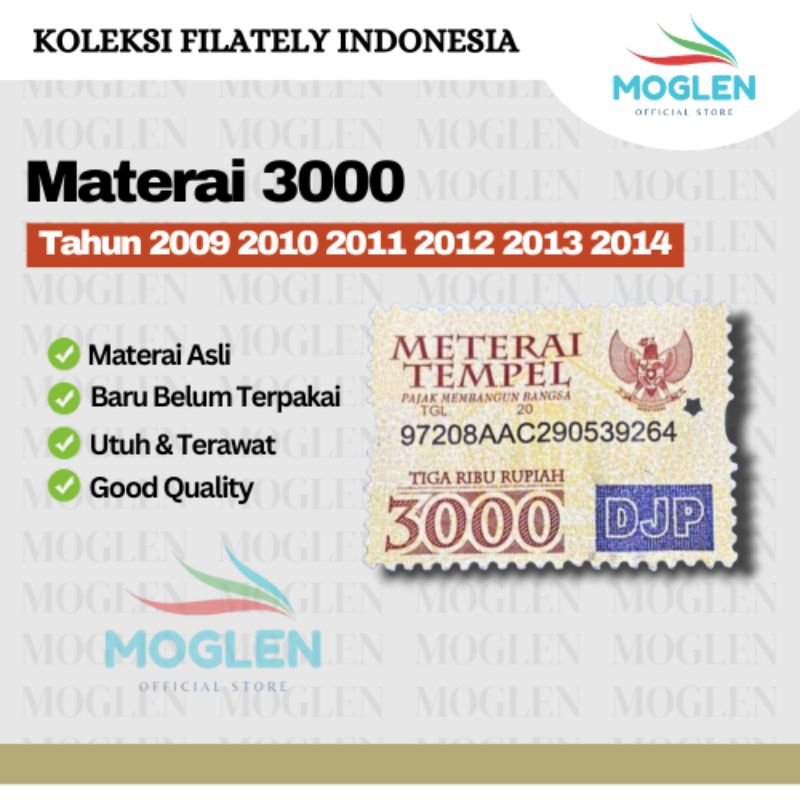 Materai 3000 Tahun 2009 2010 2011 2012 2013 2014 Perangko Matrai Tempel Asli Original Pos