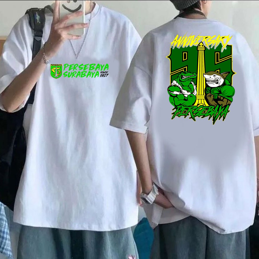 KAOS ATASAN OBLONG PRIA MOTIF PERSEBAYA SURABAYA DEPAN BELAKANG KAOS DEWASA LENGAN PENDEK KAOS DISTR