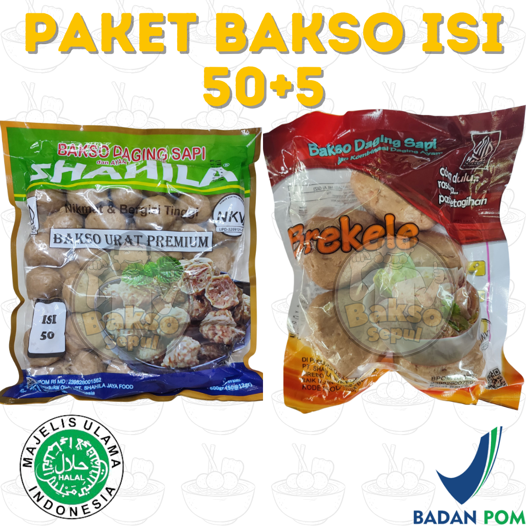 

paket bakso isi 50+5 jumbo kombinasi daging sapi dan ayam