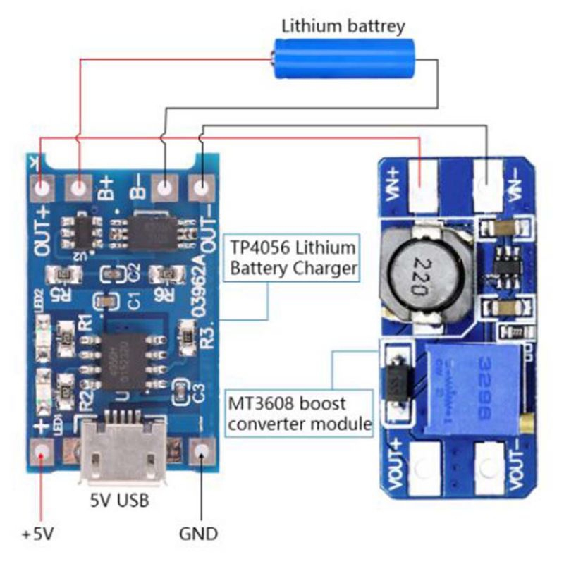 Lithium Battery Charger 5V 1A Micro USB Modul TP4065 + Protection