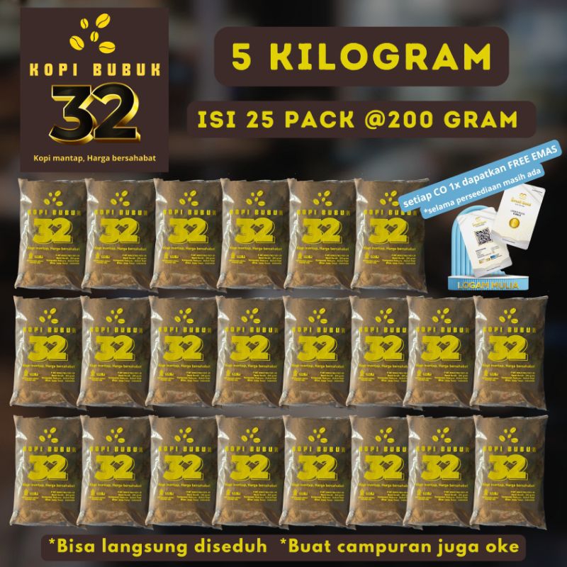 

(5 KG = 25 PACK) KOPI 32 @200gram - Robusta Campuran