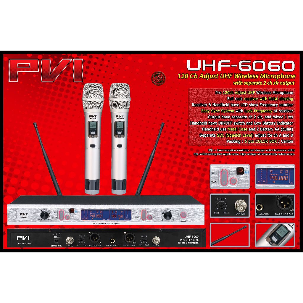 PVI UHF-6060 UHF Wireless Microphone 120 channel