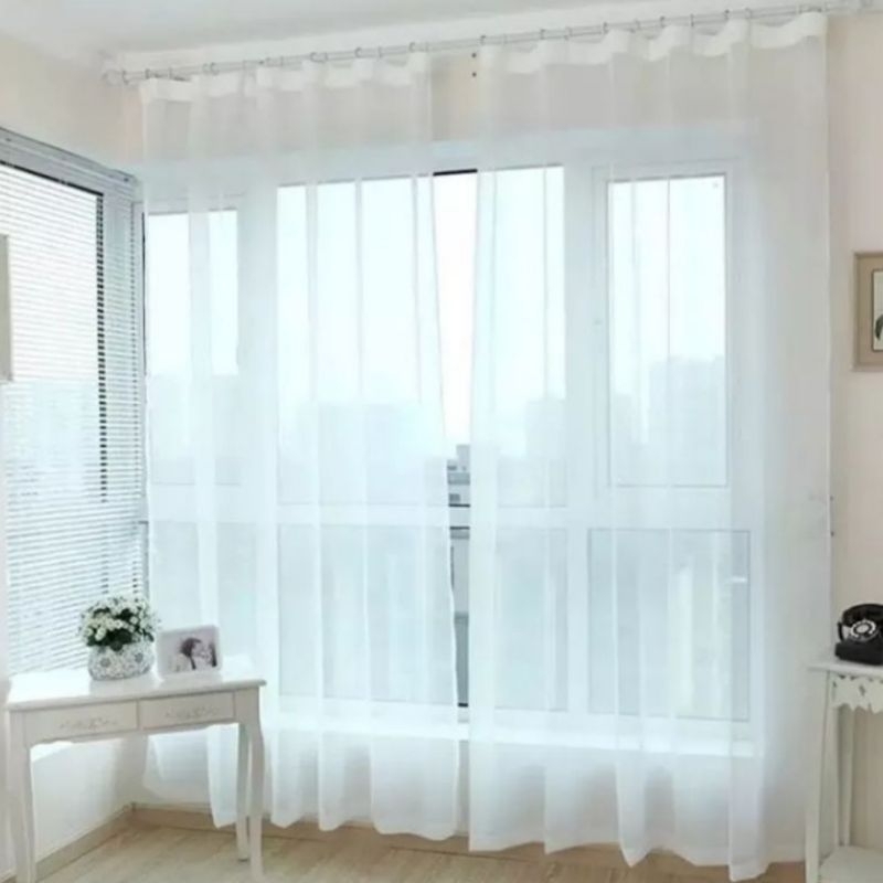 GORDEN VITRASE PUTIH POLOS GORDEN TRANSPARAN GORDENG SIANG JENDELA