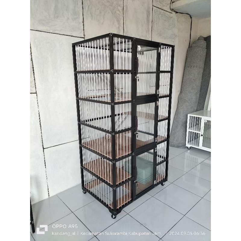 kandang kucing alumunium ukuran PxLxT 90x60x180