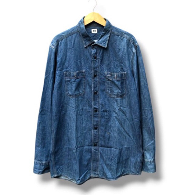 Kemeja uniqlo chambray denim
