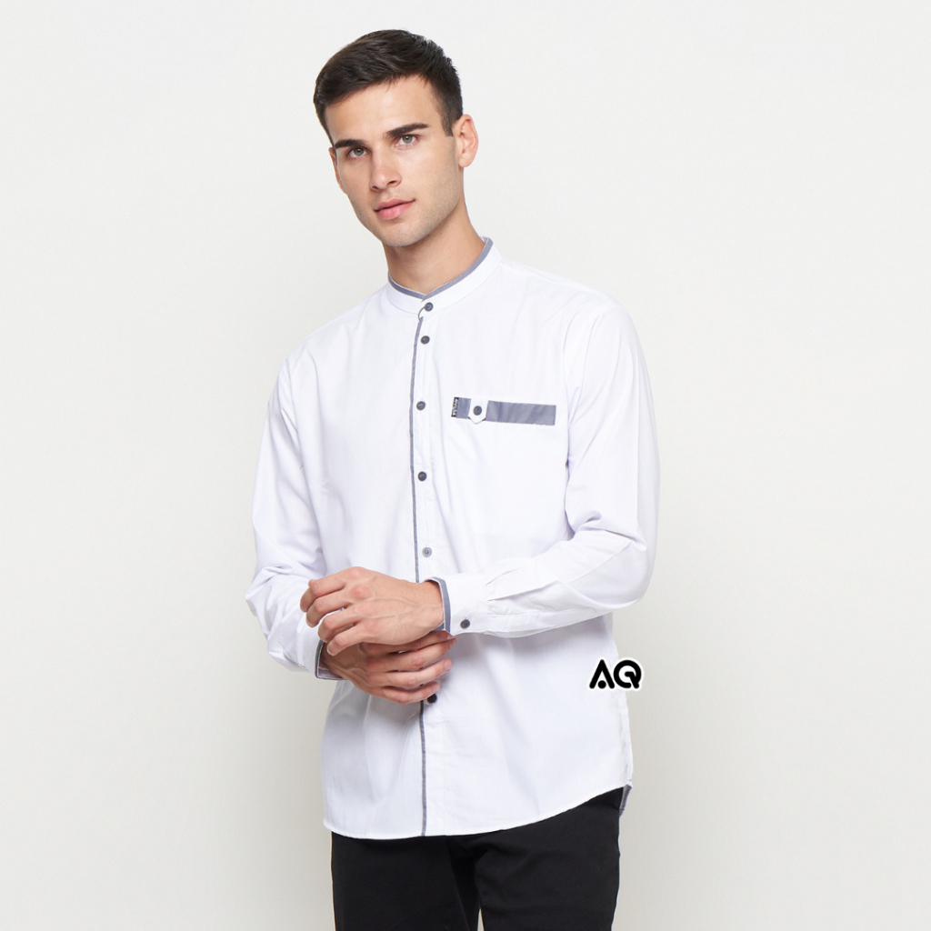 Baju Koko Lengan Panjang Pria Kemko Motif List Garis Baju Koko Alqorni Baju Koko putih