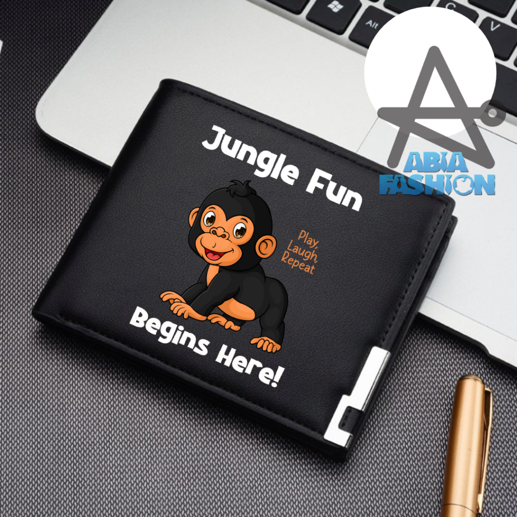 Dompet Lipat Pria Custom Gambar Jungle Monkey