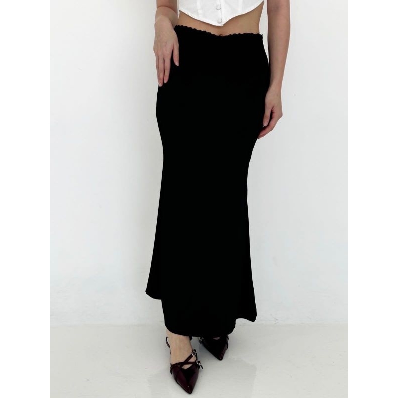 Dailee rok wanita duyung panjang hitam lace