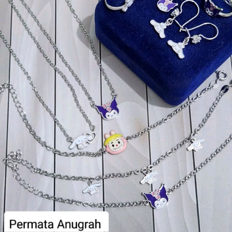 SET PERHIASAN ANAK PERAK 925, SET ANAK KUROMI, KALUNG, CINCIN, ANTING, GELANG. BISA DIJUAL KEMBALI