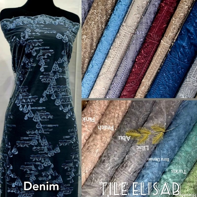 Kain Brokat Tile Bordir Motif Bahan Kebaya Tile Akar Bordir