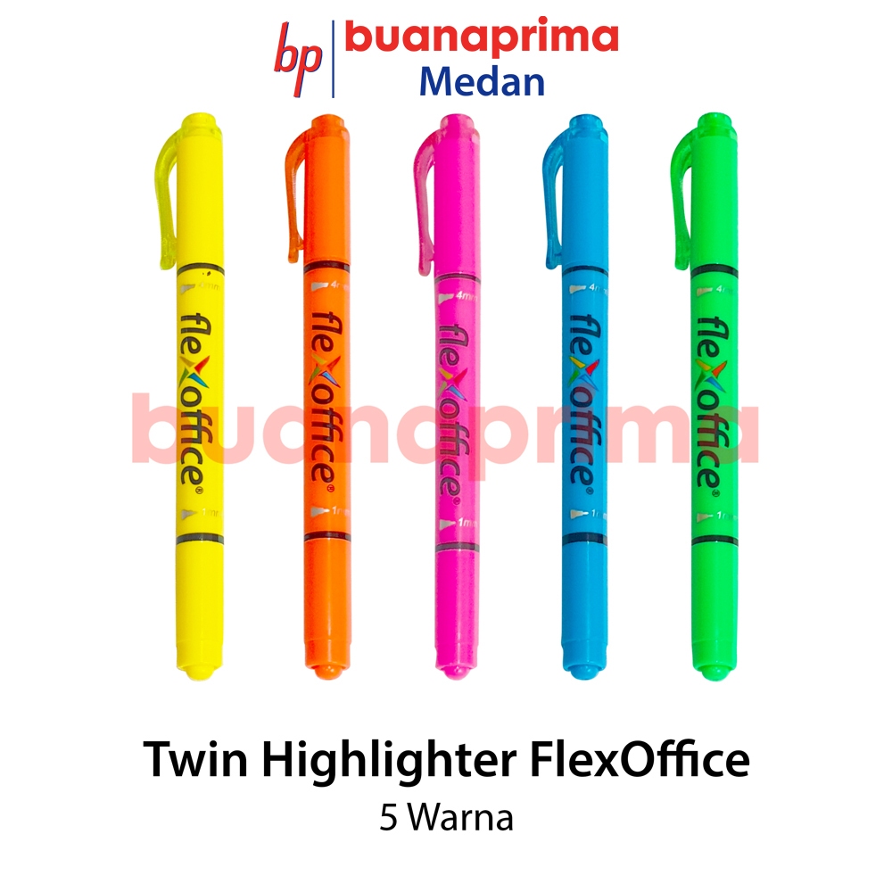 

TWIN HIGHLIGHTER FLEXOFFICE 2 Sisi Kuning Pink Orange Biru Hijau Stabillo