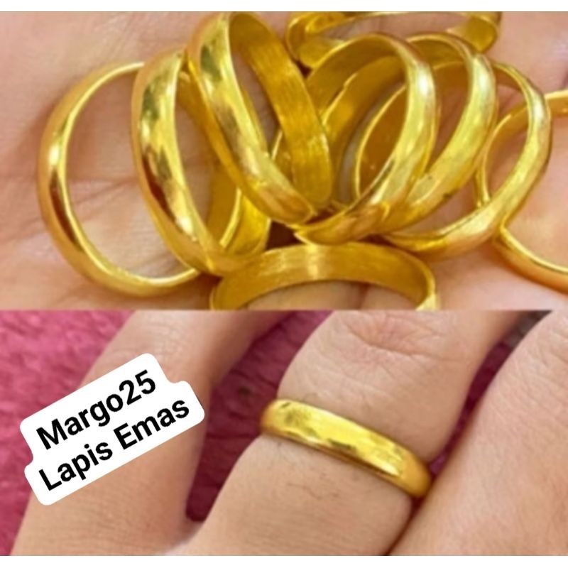 CINCIN polos tunangan, kawin ukuran 1/4 LAPIS EMAS 24k