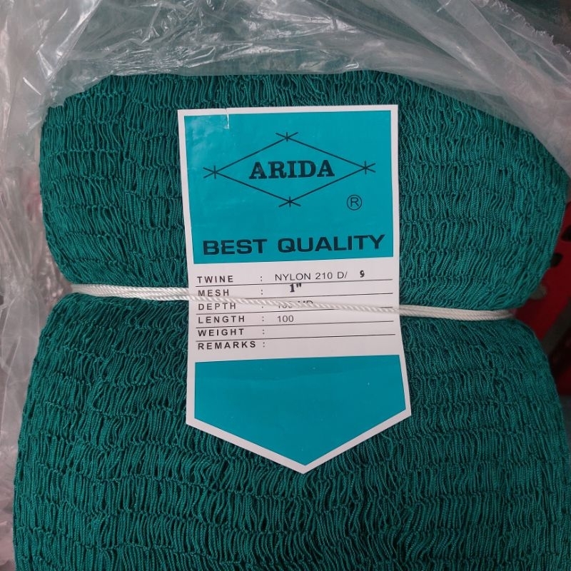 jaring nylon arida 1 in D9 100x100 hijau