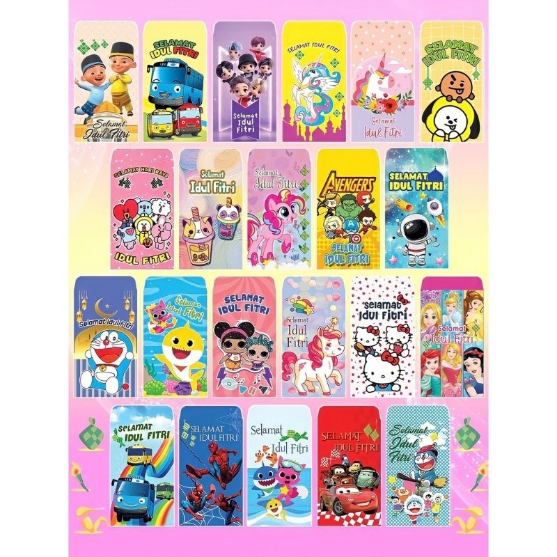 

10pcs Amplop lebaran jumbo motif kartun karakter