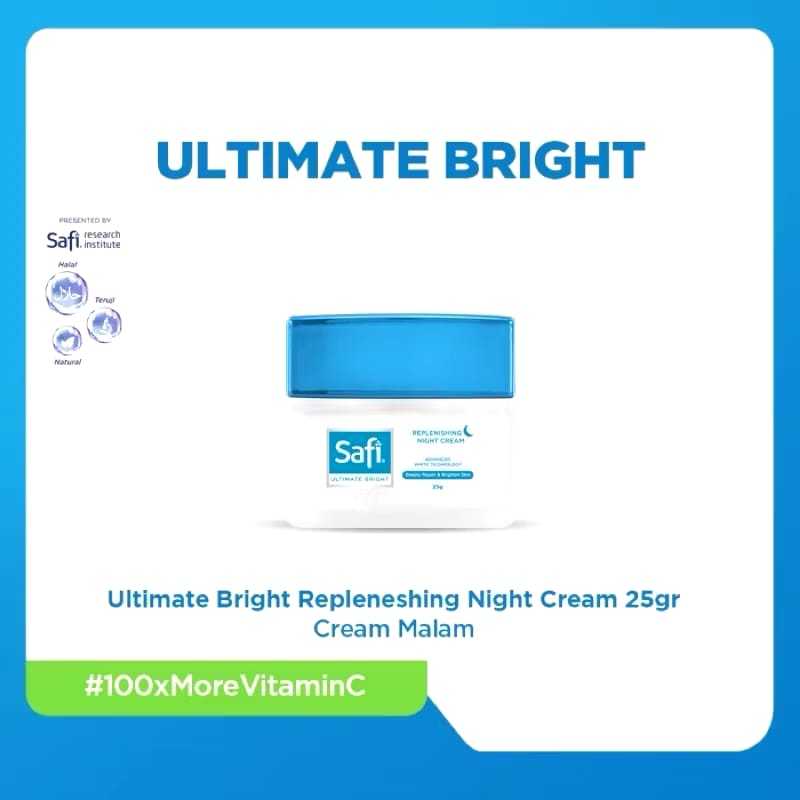 SAFI ULTIMATE BRIGHT REPLENISHING NIGHT CREAM 25GR | CREAM MALAM SAFI 100% ORIGINAL