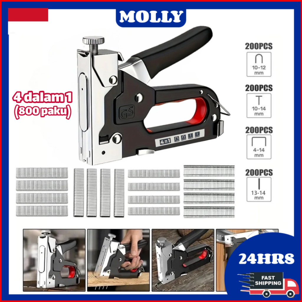 

Staples Tembak/Staple Gun 4 in 1 / Bisa 4 Jenis Staples / FREE 800 PAKU / Heavy Duty