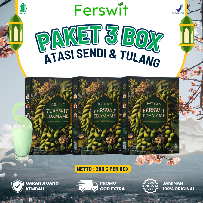 

Ferswit Edamame Susu Edamame Asli Jepang Herbal Atasi Nyeri Sendi dan Asam Urat Official 3 Box