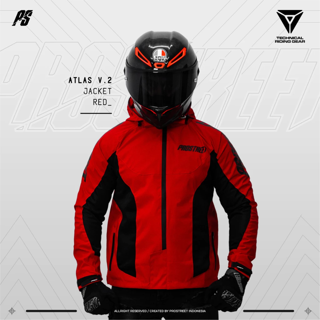JAKET MOTOR PROSTREET ATLAS RED V2 WITH PROTECTOR ORIGINAL PRODUCT | HOODIE PRIA