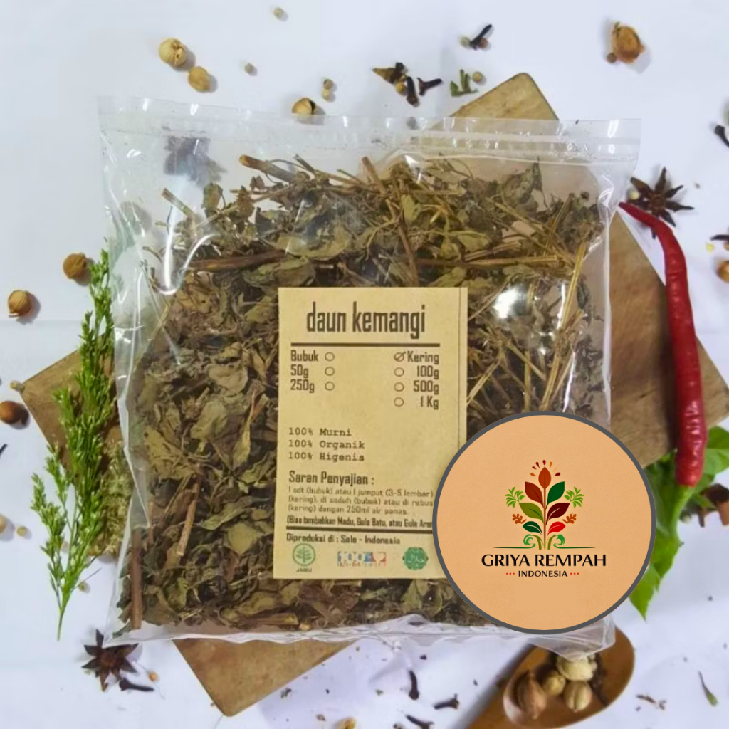 

DAUN KEMANGI KERING 100 GRAM Rempah Herbal Alami Simplisia untuk Kesehatan Ramuan Jamu Tradisional Teh Herbal & Bumbu Masakan Ocimum sanctum