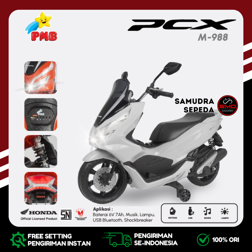 Motor Aki Mainan Anak Cas Batre PMB M988 988 PCX Lisensi Resmi // PMB M 999 Scoopy Lisensi Honda Mur
